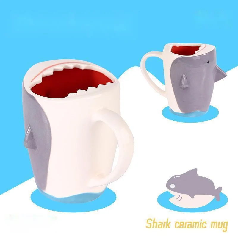 Fun Big Shark Cup 3D Biomimetic Shark Shaped Ceramic Cup Novel High-capacity Shark Ceramic Mug Cute Cartoon Mug 400ml Deco Cup - view 3