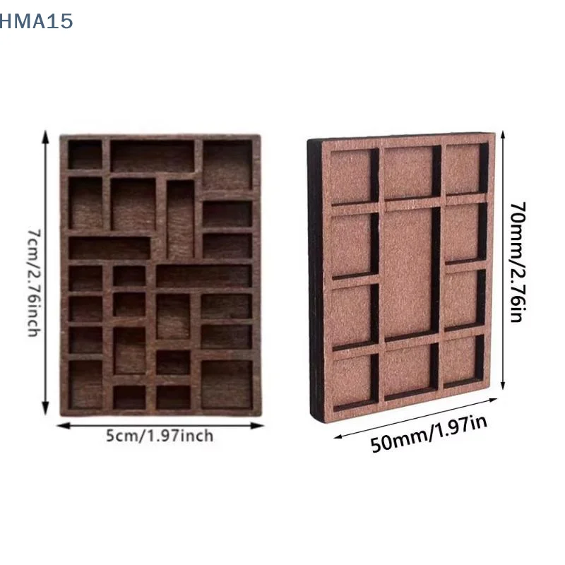 【YA】Creative Brown Pine Wood Miniature Trinket Shelf Variety Grids Compartments Dollhouse Shelf Mini Jewelry Holder Home Decor