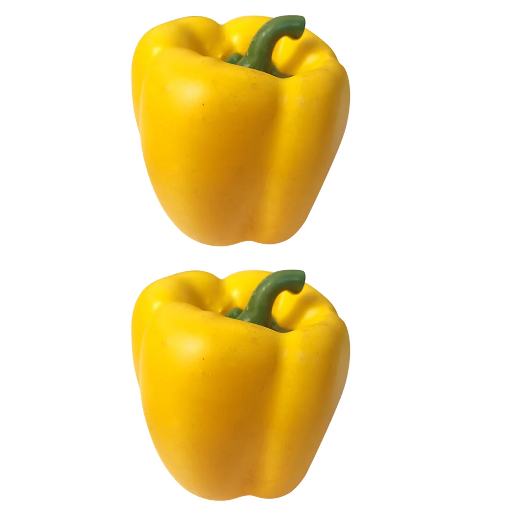 2 Pcs Artificial Green Simulation Peppers Props False Decor Toy Fake Vegetable Model Foam Colorful Imitation Child