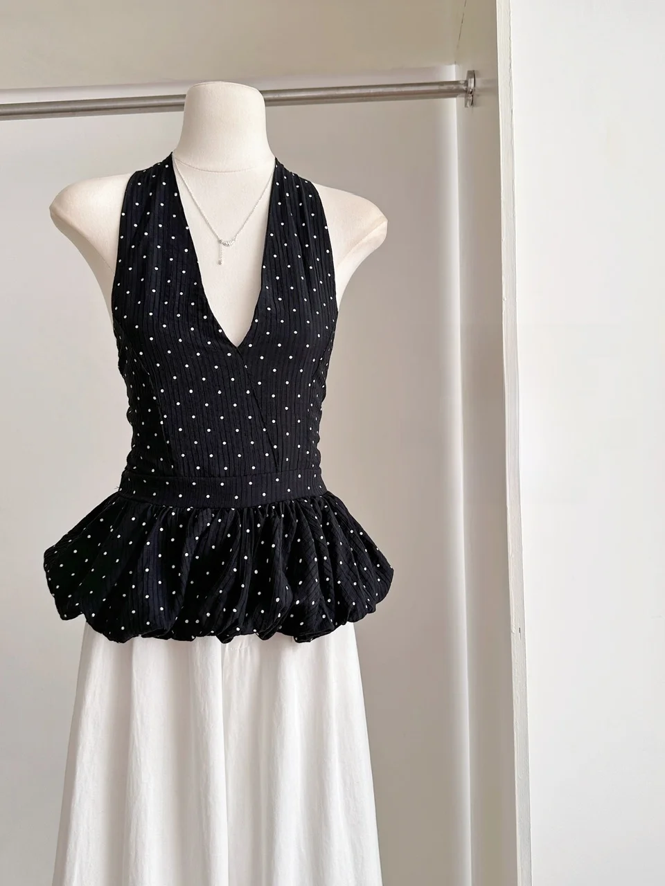 

Slimming Polka Dot ter Ne Tie Waist Women's Vest Top Summer 2025 Faionable Commute Sle ort Length Polyester Fiber