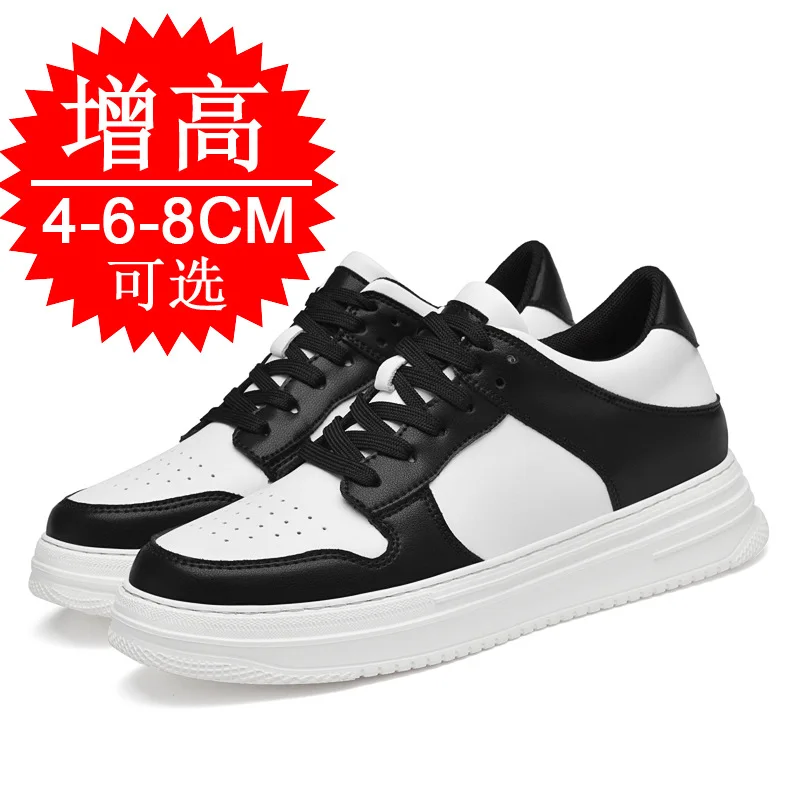 Men's Invisible Elevator Shoes 8cm Breathable Thick-soled Sports White Sneakers Casual Board Trendy 6cm Height-increasing Shoes