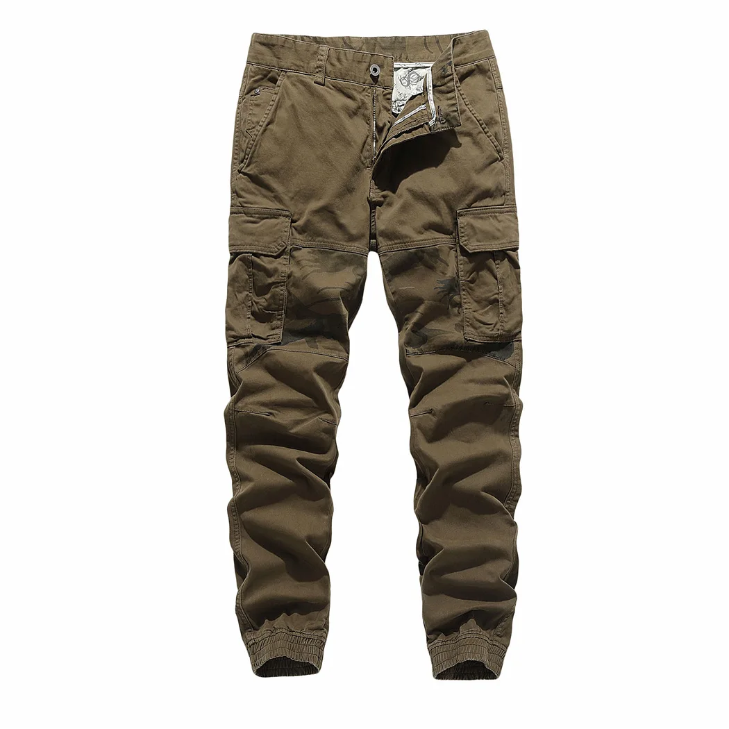 2025 Men's Spring Autumn Workwear Cargo Pants Thickened Multi-Pocket Big Size Loose Fit Casual Streetwear