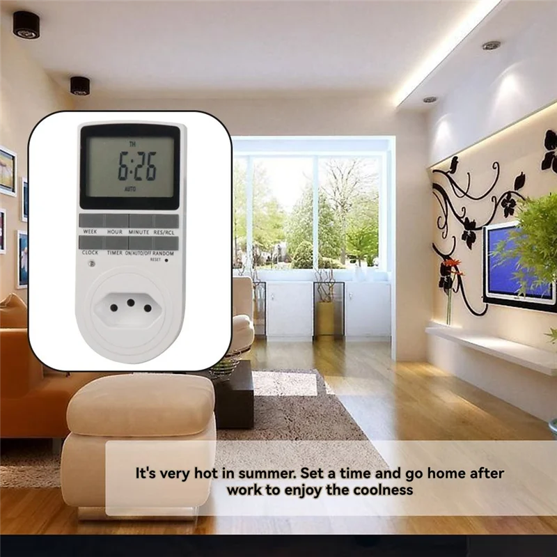 ONCE Intelligenter digitaler Innentemperaturregler mit LCD-Display, BR-Schaltsteckdose, 120 V 60 Hz Timing-Leistungsregelung