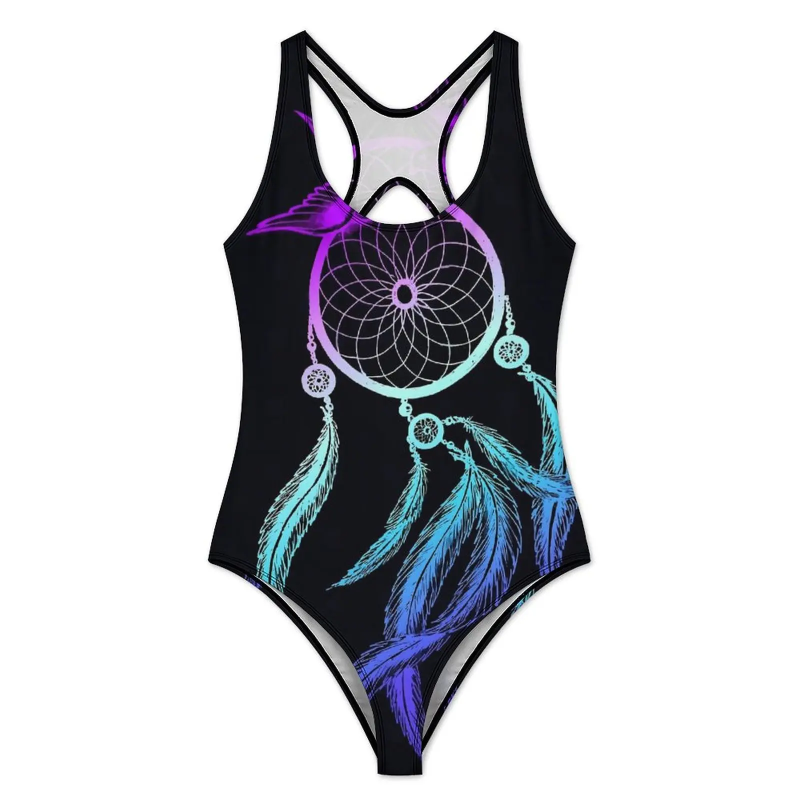 Dream Catcher Swimsuit Colorful Print One Piece Swimwear Push Up Fashion Bathing Suits Sexy Vacation Bath Graphic Beach Wear