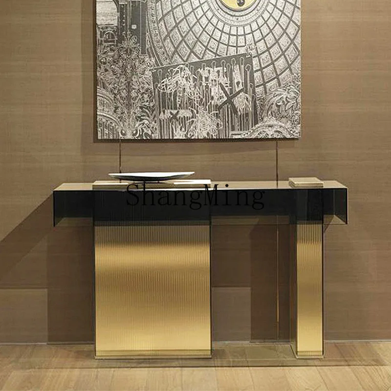 

FG light Luxury Stainless Steel Entrance Table Acrylic Entrance Cabinet Modern Simple Decoration Table