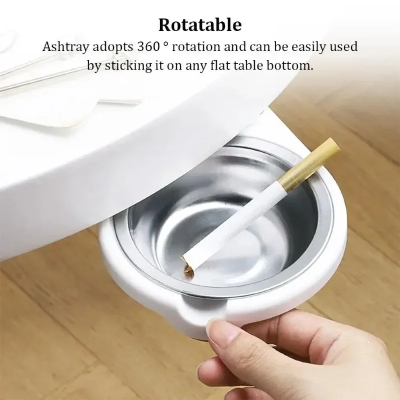 Indoor concealed adhesive table bottom rotating ashtray detachable and easy to clean stainless steel ashtray