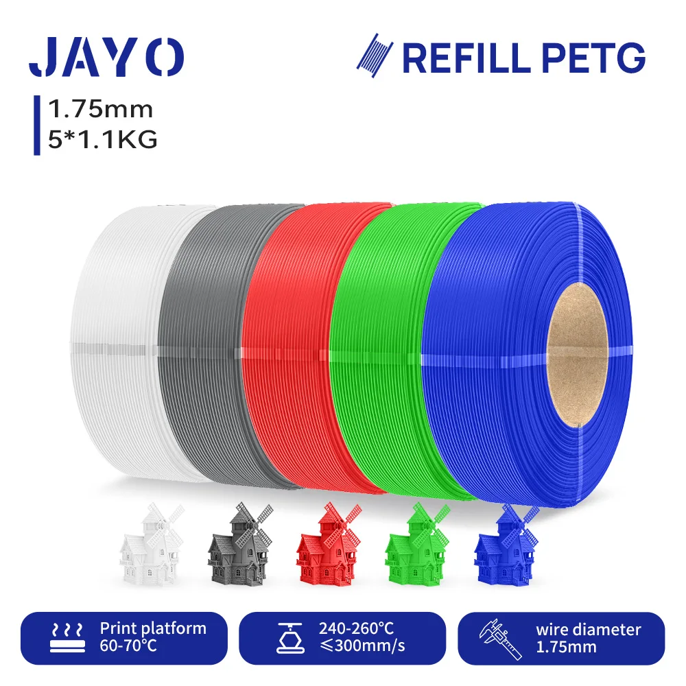 JAYO 5,5KG 3D PLA/PETG/PLA+ Drucker Nachfüll-Filament 1,75mm Ohne Spule 3D-Drucker Filament für 3D-Drucker & 3D-Stift Nachfüll-Filament
