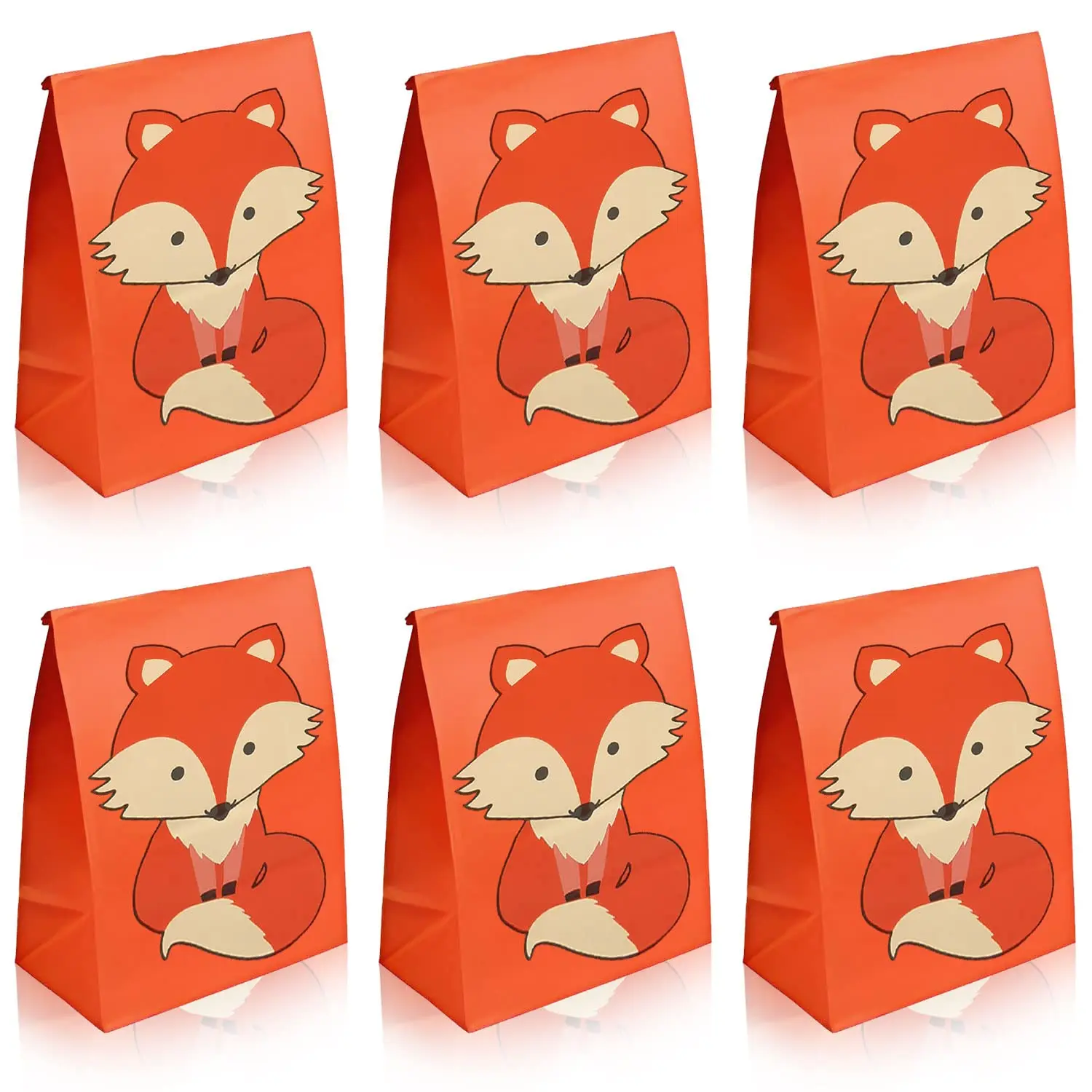 16 Pack Fox Party Favor Bags Woodland Goodie Gift Bags for Fox Woodland Birthday Party Decoration supplies Baby Shower