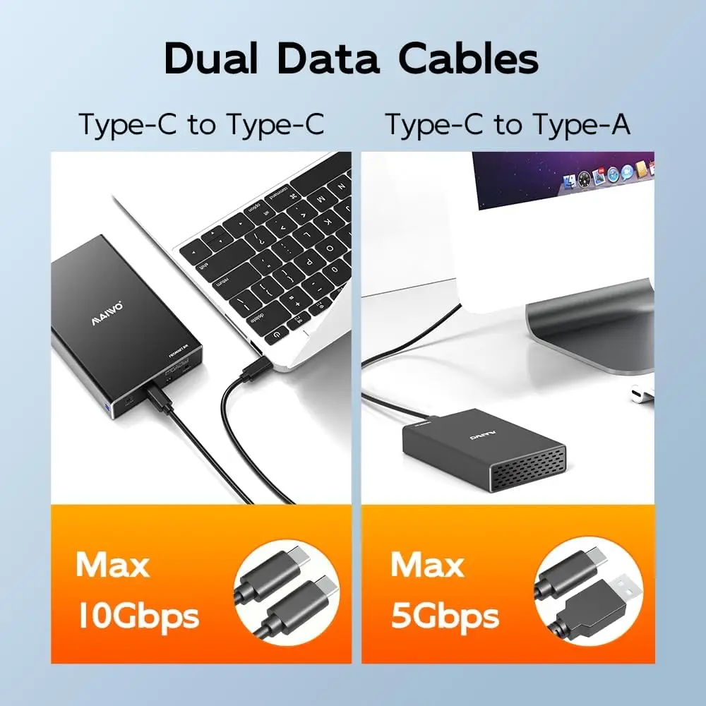 MAIWO Mobile Hard Disk Box RAID Disk Array Dual Bay 2.5'' Solid-state Mechanical Serial Port External Box with Protective Cover