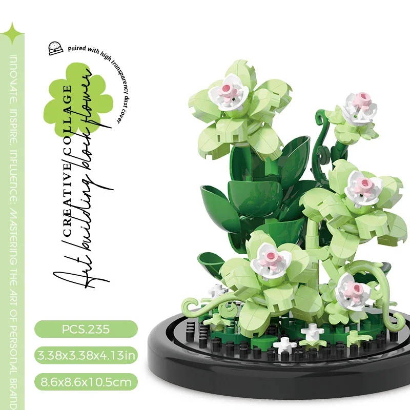 Micro Flower Bouquet Bonsai Building Block Artificial Plastic Plant Dust Cover Micro Model Home Decoration Toy Kid Birthday Gift image 2