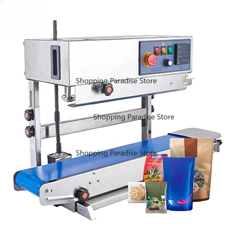 FR900 Low Price Stainless Steel Continuous Band Sealer Food Liquid Packing PVF PVC PE Plastic Bag Seal Vertical Sealing Machine