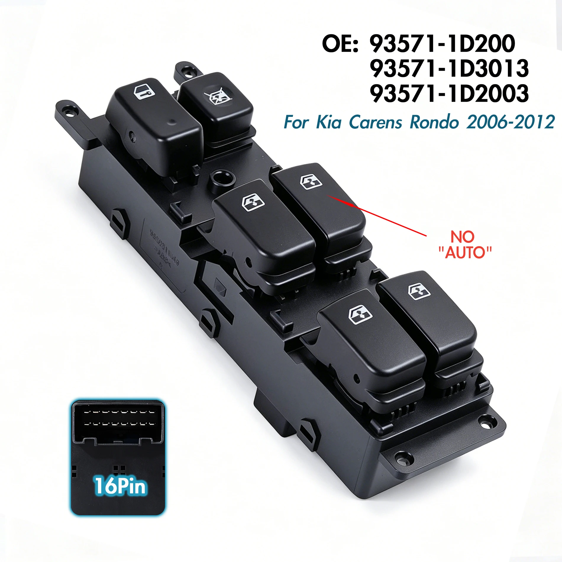 93571-1D200 For Kia Carens Rondo 2006-2012,Front Left Electric Master Power Window Switch Glass Lifter Control Button Regulator