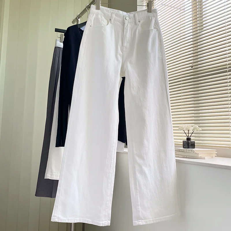 

Maxdutti French Minimalist White Jeans For Women In Spring And Summer 2026 High Waisted And Slim Casual Wide Leg Pants Jeans