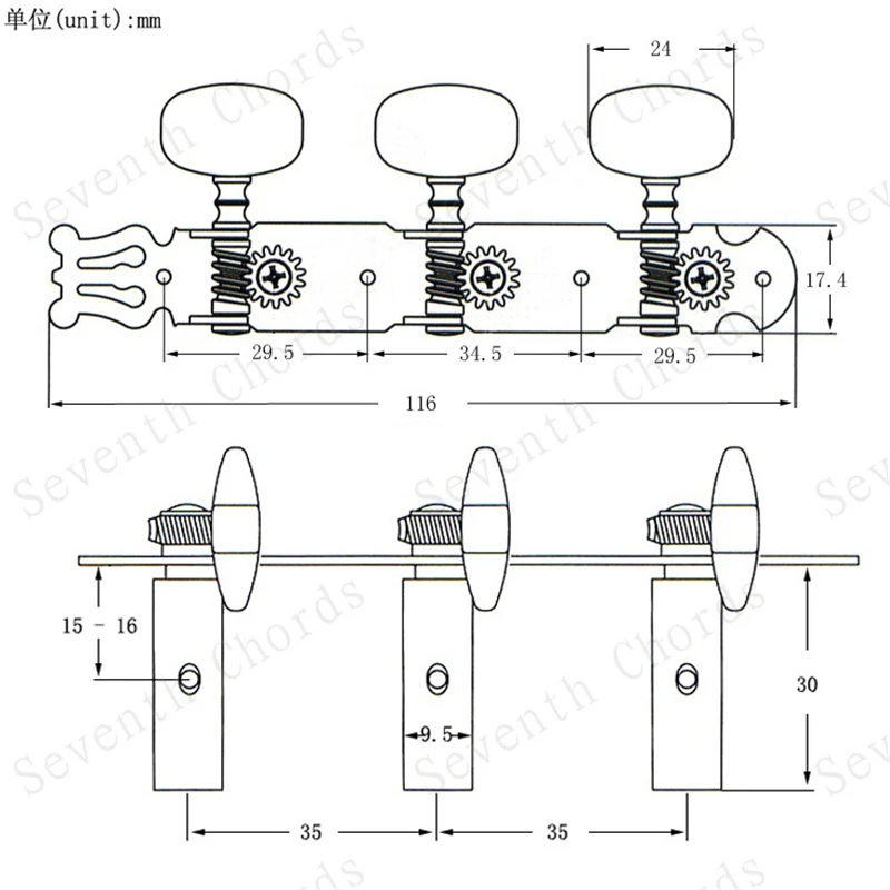 セット 3R3L コーヒービッグスクエアヘッド弦チューナーチューニングペグキーマシンヘッドアコースティックギター交換部品