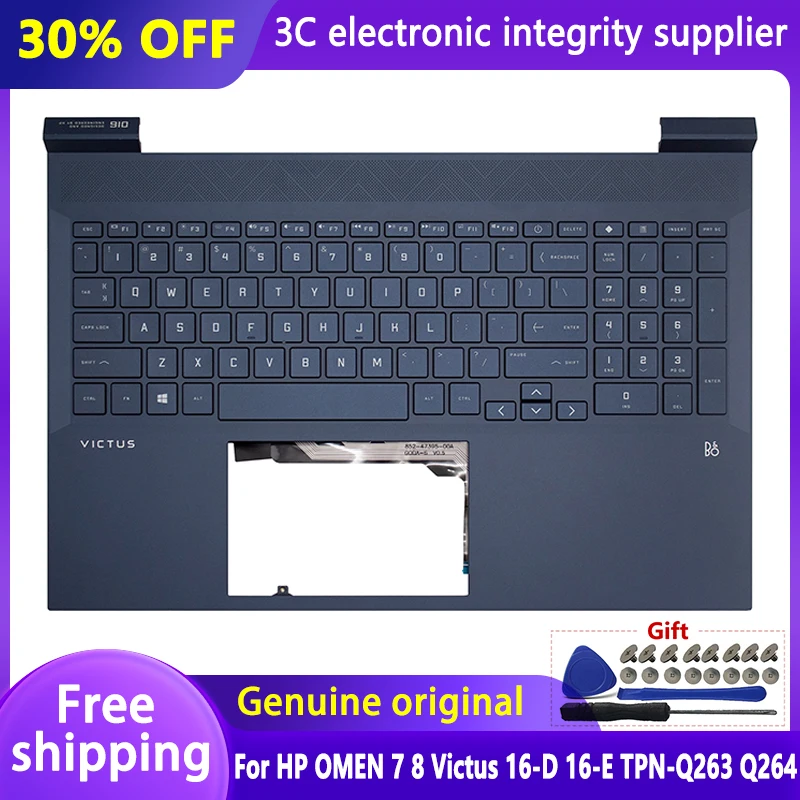 

Original New US/SP Keyboard For HP OMEN 7 8 Victus 16-D 16-E TPN-Q263 TPN-Q264 Laptop Backlit Palmrest keyboard Top Case Blue