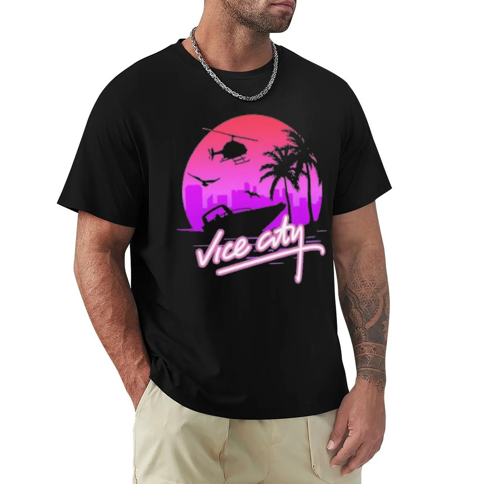 Vice City Retro Classic T-Shirt anime t shirts Short sleeve tee cute clothes oversized t shirts for men cotton