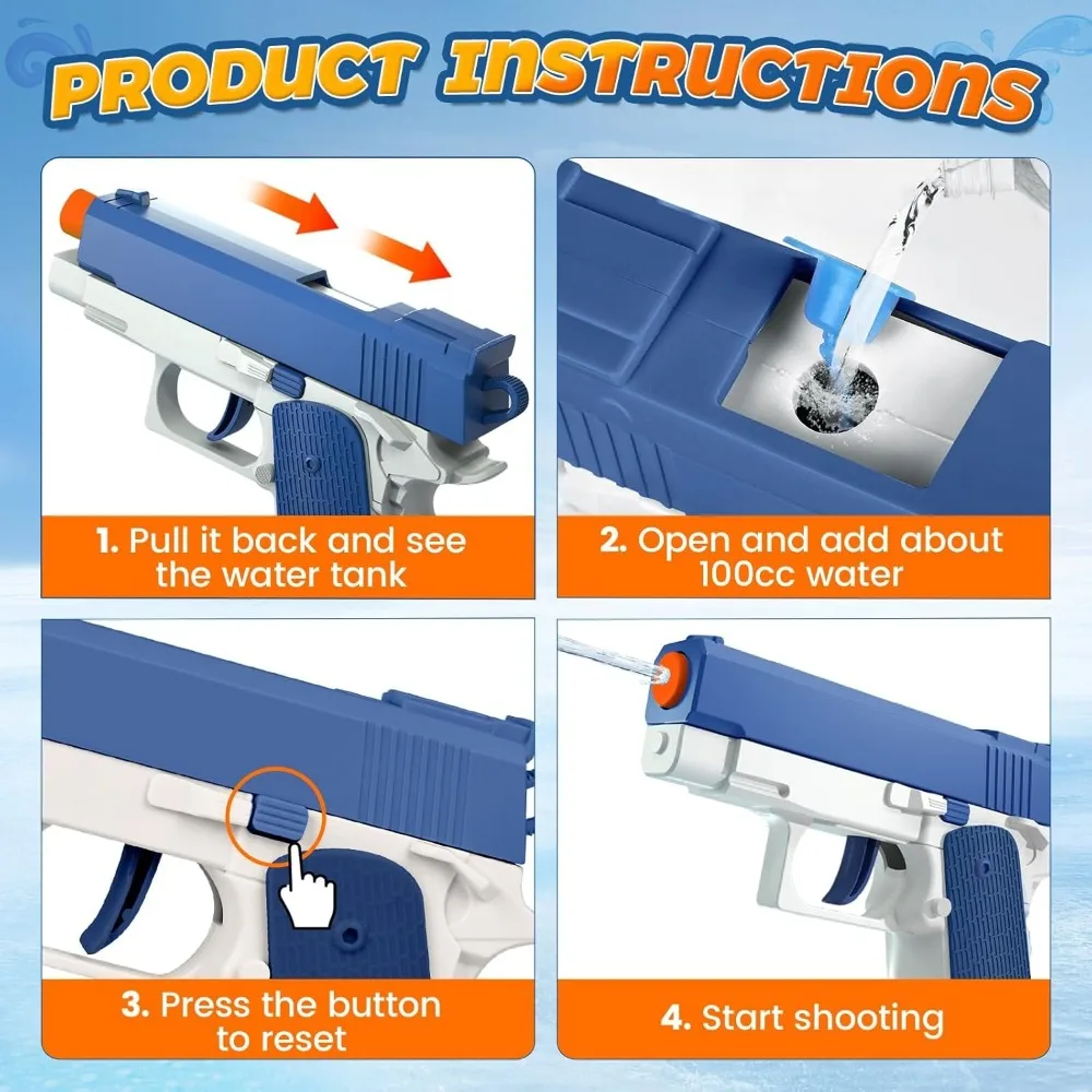 عبوة من مسدسات المياه اليدوية الصغيرة الرائعة - ألعاب مسدس الماء سوبر سكويرت للأطفال والكبار، لعب حمام السباحة على الشاطئ في الصيف في الهواء الطلق، بدون بطارية #2