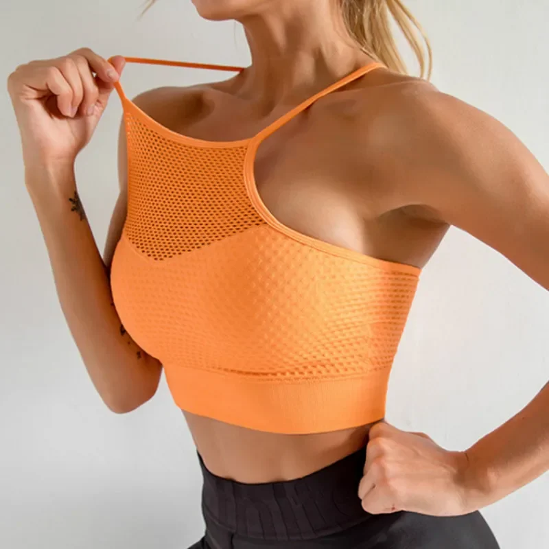 

Women's Medium Support Cross Back Wirefree Removable Cups Sport Bra Tops Freedom Seamless Racerback Yoga Running Sports Bras