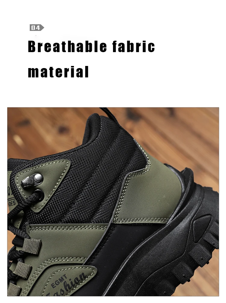 Herren-Outdoor-Wanderschuhe mit Farbblockdesign, bequemem Futter, flexibler, rutschfester, gezahnter Außensohle, hervorragendem Halt, geeignet für Outdoor-Wanderungen, Freizeitaktivitäten, Bergsteigen und Camping. – Detail 7