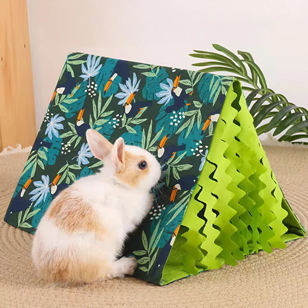 Tienda nido para mascotas pequeñas, conejillos de indias, nido de conejo, jaula para hámster, casa acogedora, escondite para animales pequeños, tienda triangular, accesorios para mascotas