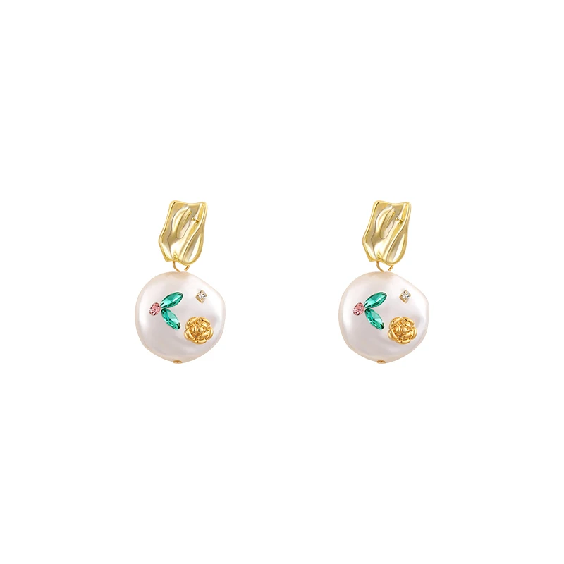Monet Garden Imitates Baroque Pearl Earring Design With Unusual Temperament Jewelry For Women and Girls Light Luxury Accessories