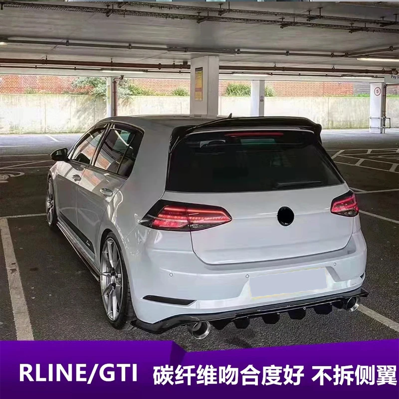 Suitable for VW Golf 7 R-Line GTI 7R Modified Aspec Style Spoiler High 7 Carbon Fiber Glossy Black