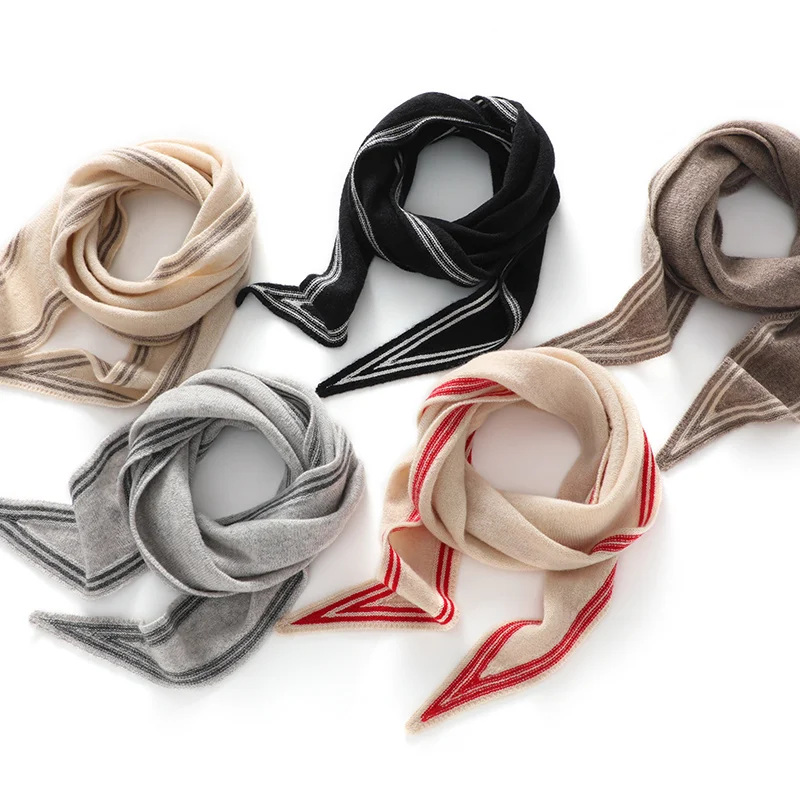 

DjzDsm женский 100% кашемировый шарф, весенне-осенний треугольный шарф, кашемировый трикотаж, роскошный простой стильный шарф Grace, чистый цвет