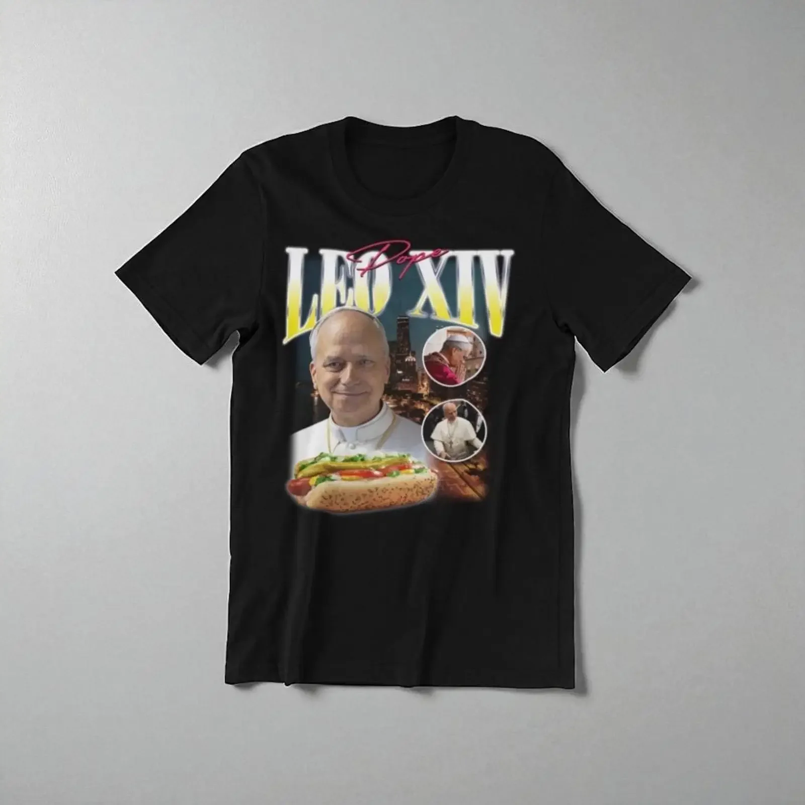Pope Leo XIV t shirt tees Catholic 90s Saintwave Chicago Hot Dog 90's design Catholicism 1990s Hip Hop vintage Washed fashion