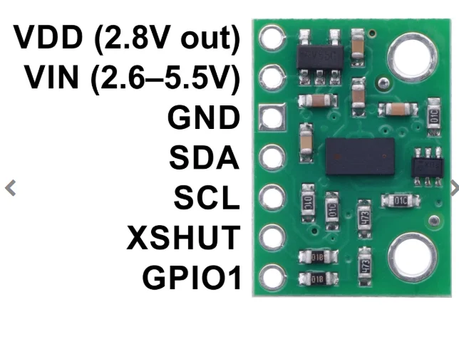 2490  VL53L0X Time-of-Flight Distance Sensor Carrier with Vo