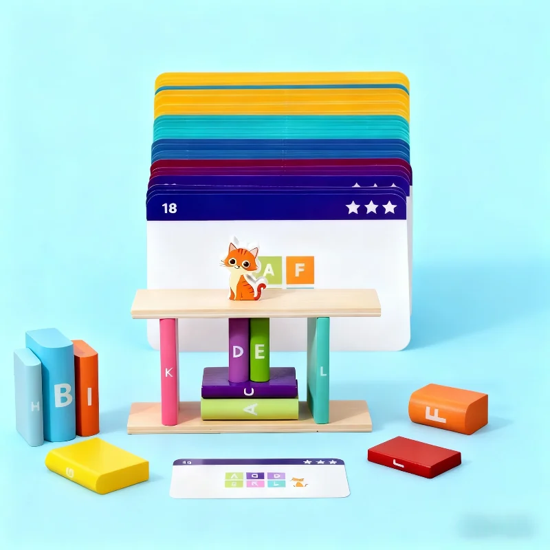 モンテッソーリおもちゃ 木製積み木 積み重ねゲーム ギフト 色 形状分類 細かい運動能力 アルファベット学習 マッチングゲーム