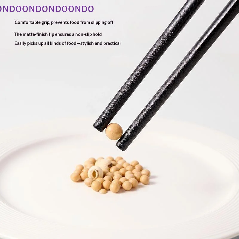 1 Pair Bamboo Pattern Chinese Chopsticks Non-Slip Black Food Grade Cutlery for Hot Pot Sushi Home Dining