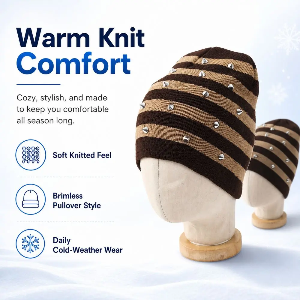 New Cotton Knitted Beanie Hat Knitted Texture Brimless Style Winter Knit Hat Warm Coverage Pullover Hat Women and Men