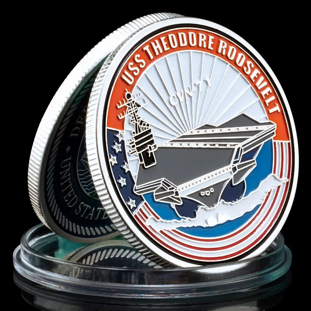 United States CVN-17 Aircraft Carrier Souvenir Coin Silver Plated Commemorative Coin Military Fans Collectible Challenge Coin