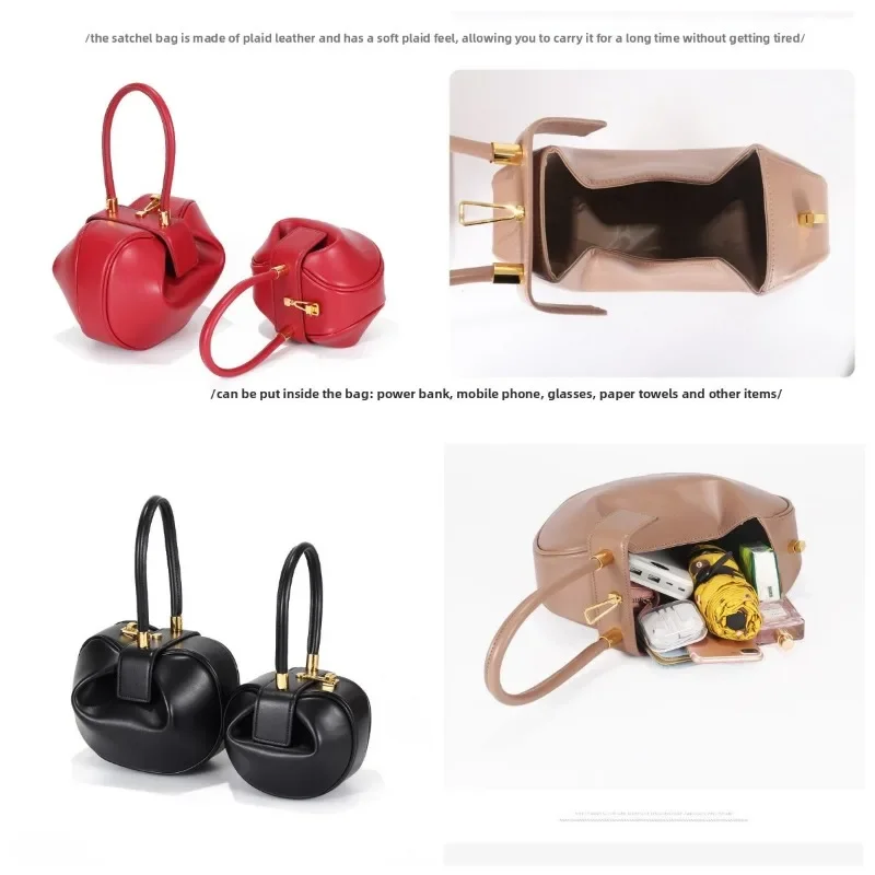 2025 الخريف الشتاء 100% جلد طبيعي Wonton حقيبة يد المتخصصة تصميم الكتف حقيبة تحت الإبط سعة كبيرة مصمم حقيبة نسائية