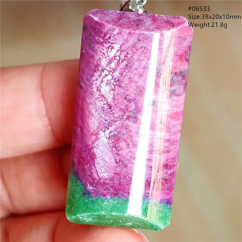 Natural Red Ruby Pendant Jewelry Fashion Rectangle Red Green Ruby Women Men Necklace Gemstone 925 Sterling Silver AAAAA view 3