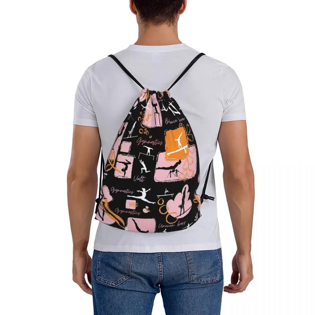 Zaini con stampa artistica per ginnastica borse con coulisse portatili borsa con coulisse borsa portaoggetti tascabile per uomo donna studenti