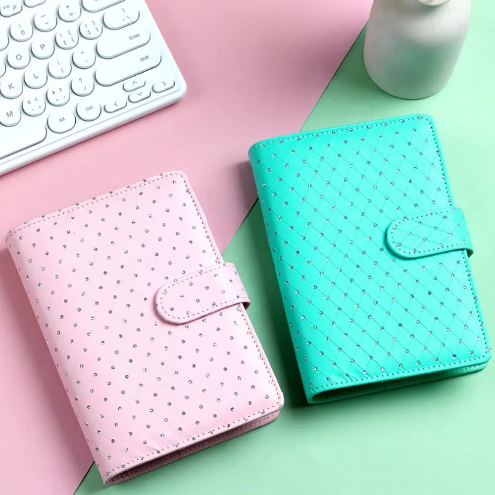 Rainstone Patterned Cover Money Saving Binder 6-Ring Compact Savings Challenges Book Tear Resistant PU Leather