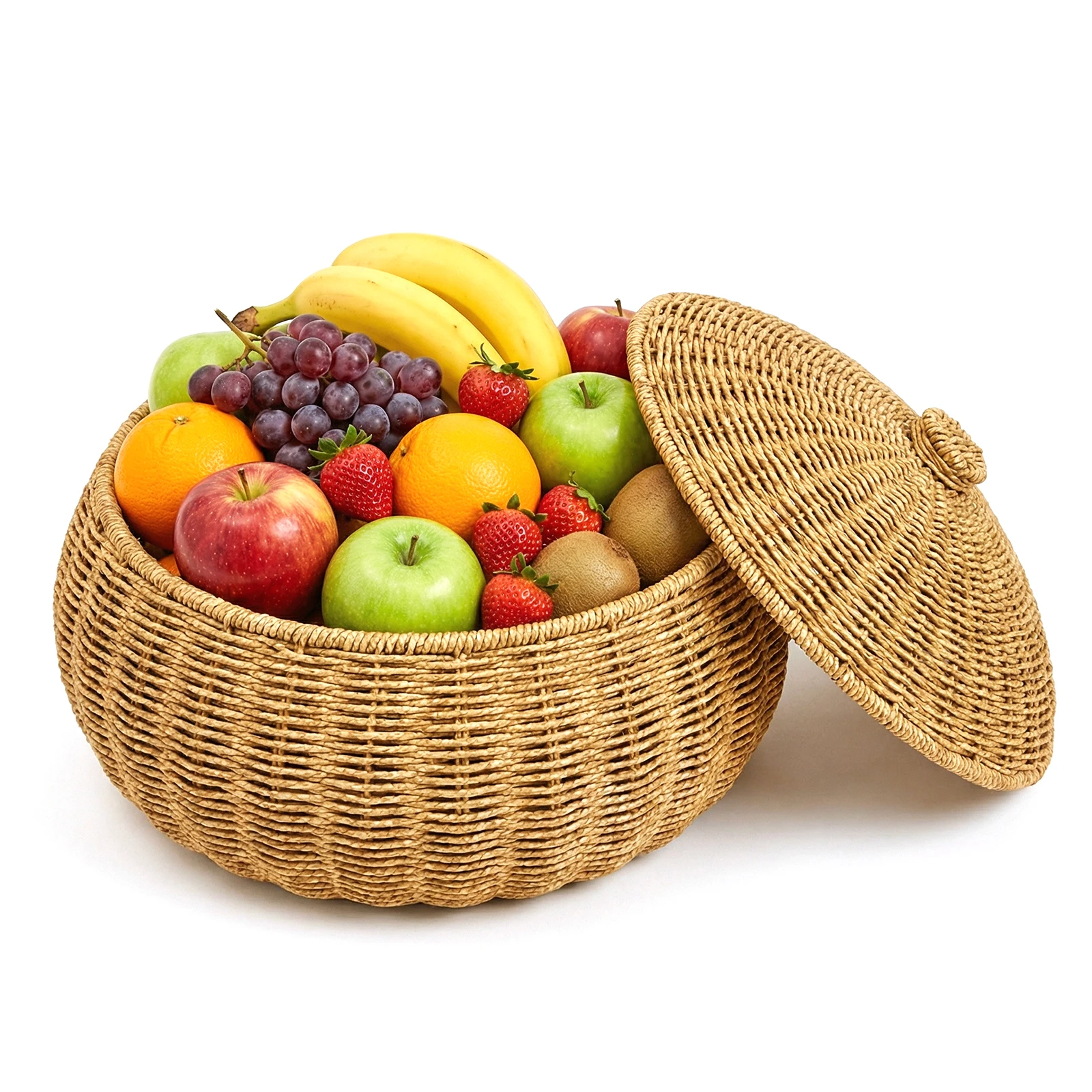 

Круглые плетеные корзины из ротанга для декоративных полок, идеально подходят для пикников и сервировки стола (большие)