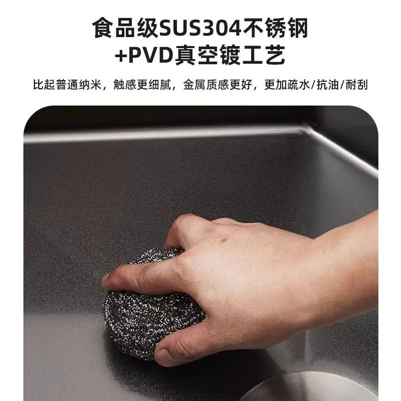 Diamond shaped sink 304 stainless steel gun gray nano corner dishwashing basin large single tank