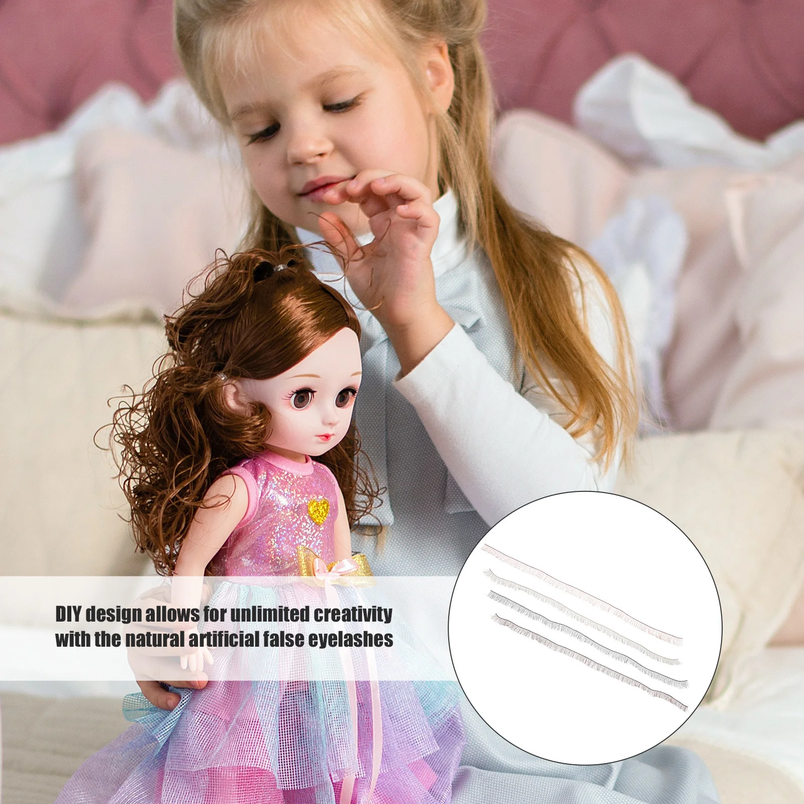 Faux cils réalistes de plusieurs couleurs, bandes de cils artificiels pour bricolage, pour l'artisanat, paquet d'accessoires décoratifs, 4 pièces