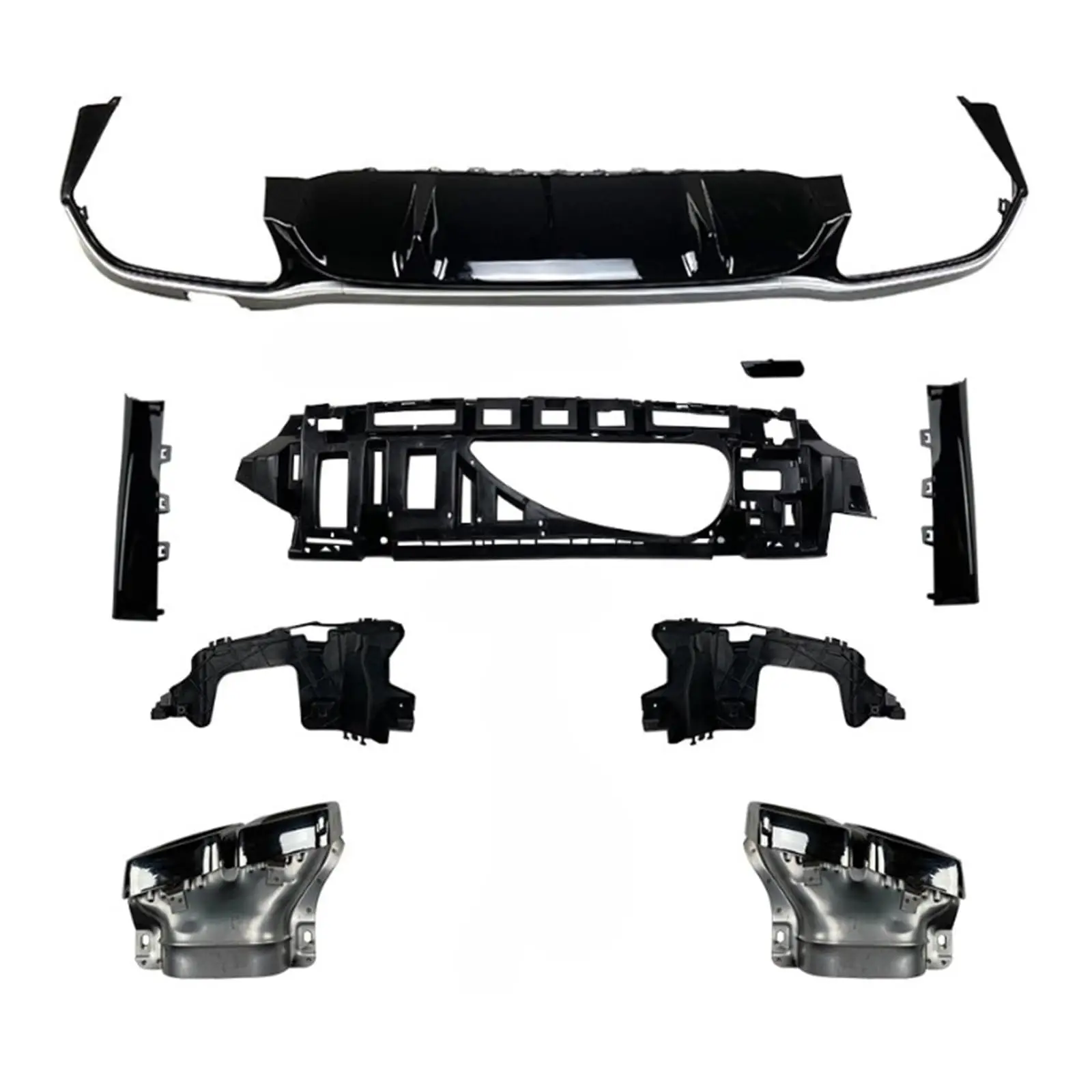 

Black Rear Bumper Trunk Lip Spoiler Diffuser Exhaust Tips Compatible for Mercedes Benz W213 E Class E63 AMG 2021 2022