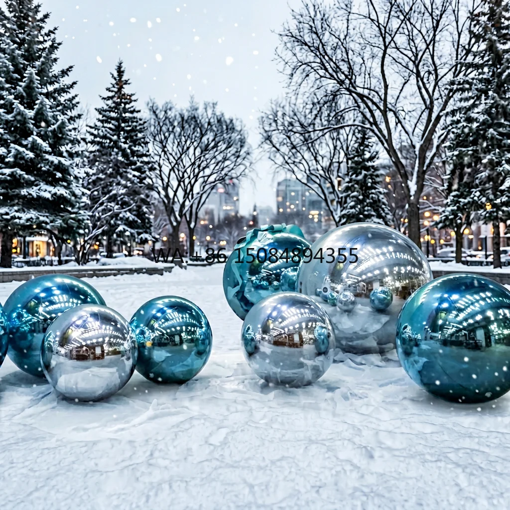 Customized Inflatable Balloon Christmas Decoration Giant Reflective Mirror Ball Waterproof Hanging Ornament with Easy Setup