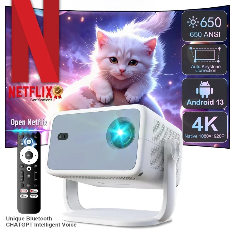 TP350 Projector 600ANSI Brightness Native 1080P Support 4K, Adjustable Portable Projector with WiFi 5G Android 11.0 