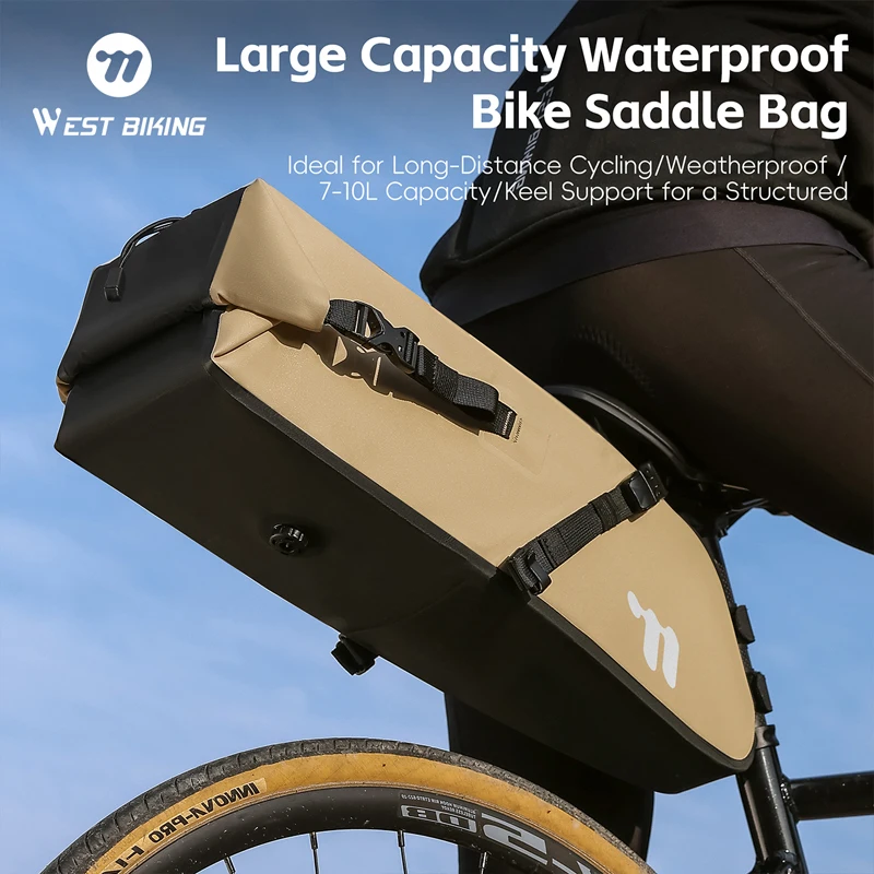 

Велосумка WEST BIKING для длительных поездок, складная подседельная сумка 7-10 л для хранения под сиденьем велосипеда