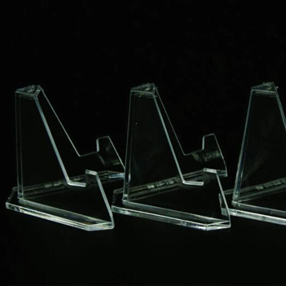

10pcs Display Stand Clear Easel Coins Collection Holder Shelves Bracket Show Lightweight Portable Storage Rack Triangle Design