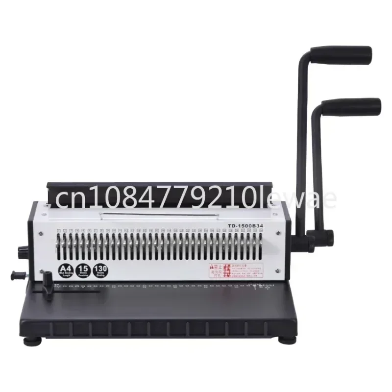 TD-1500B34 Manual Spiral Wire Binding Machine Metal 34 Punching Hole Square 4*4mm Photo Album A4 Paper Binder Puncher Machine