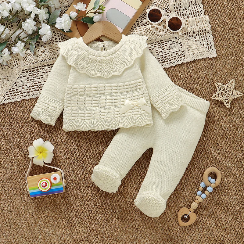 Winter Baby Girls Clothes Sets Winter Long Sleeve Knitted Sweater Shirts+Leggings Newborn Infantil Outfits 2pcs Toddler Knitwear