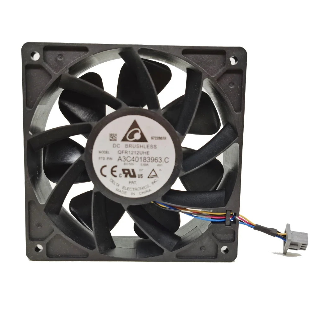 Delta QFR1212UHE, A3C40183963 Ventilateur de refroidissement C DC 12V 5.00A 12CM, 120x120x38mm, Ant S7 S9 Shenma L3 COOER