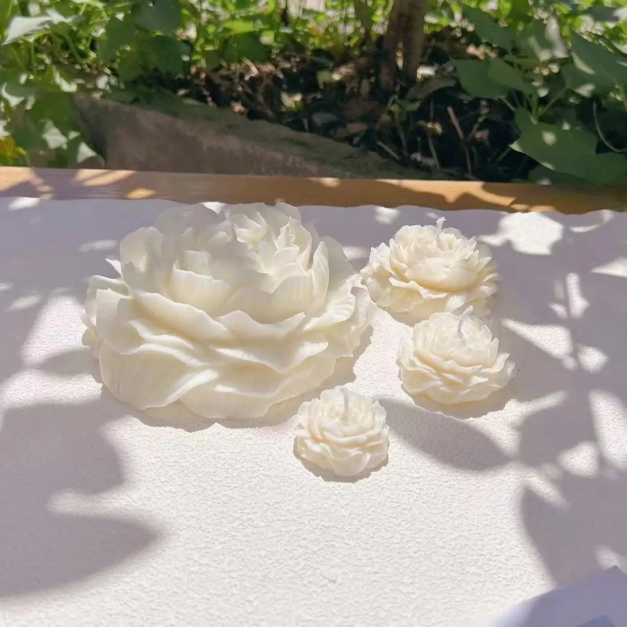 4 Sizes Of Peony Flower Casting Candle Molds Kit，Molds Can Be Used To Cast Candles, Soap, Plaster, Resin, Cakes