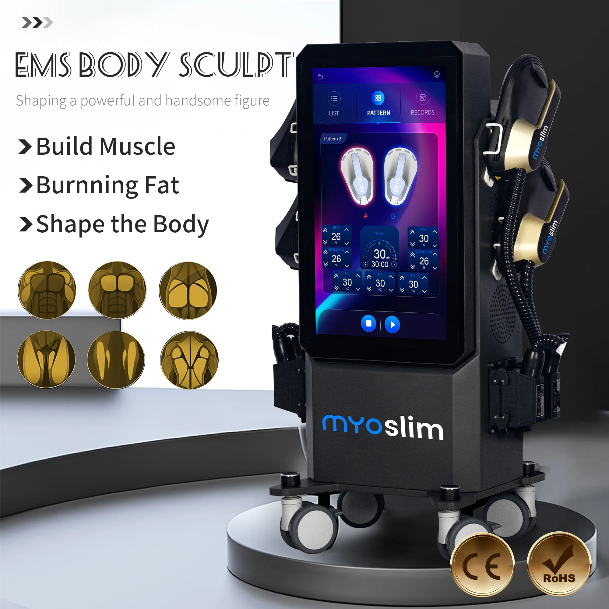 

Myo slim Pro MAX 15, Tesla, новейший RF HI-EMT, импульсный электромагнитный электромагнит высокой интенсивности для тренировки мышц, коррекции фигуры, похудения